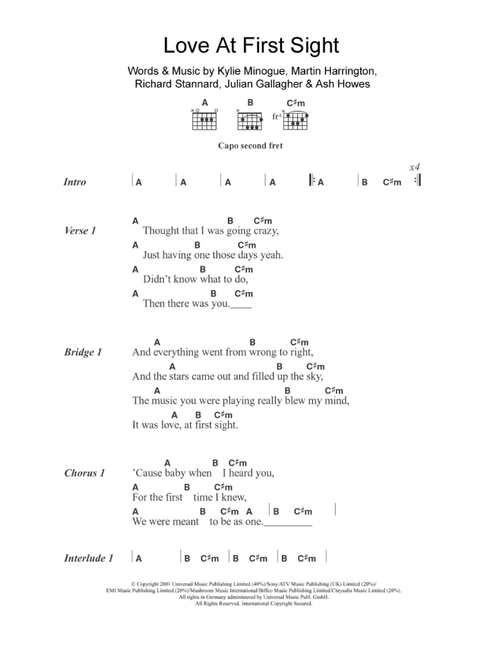 Love At First Sight - Kylie Minogue (Guitar Chords-Lyrics)