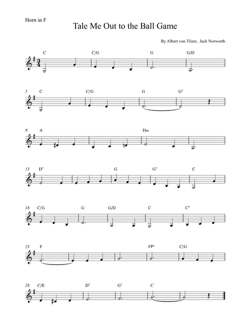Take Me Out To The Ball Game (Arr. Alex Nunes Rodrigues) - Albert von Tilzer, Jack Norworth (French Horn Solo)