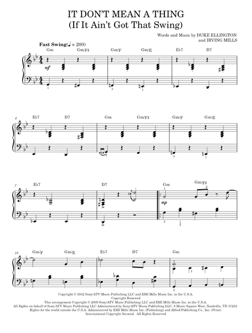 It Don't Mean A Thing (If It Ain't Got That Swing) (arr. Brent Edstrom) - Duke Ellington (Piano Solo)