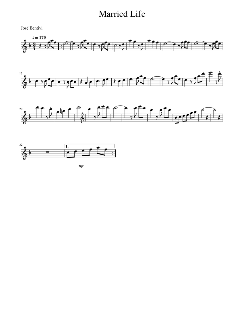 Married Life Sheet music for Flute (Solo)