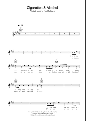 Play Official version of Cigarettes and alcohol Sheet Music by Oasis for  Guitar