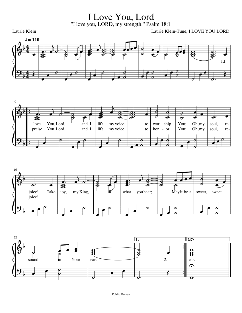 I Love You Lord Sheet Music for Piano (Solo) easy | MuseScore.com