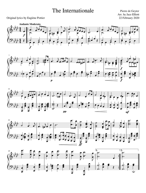 The Internationale for Solo Piano
