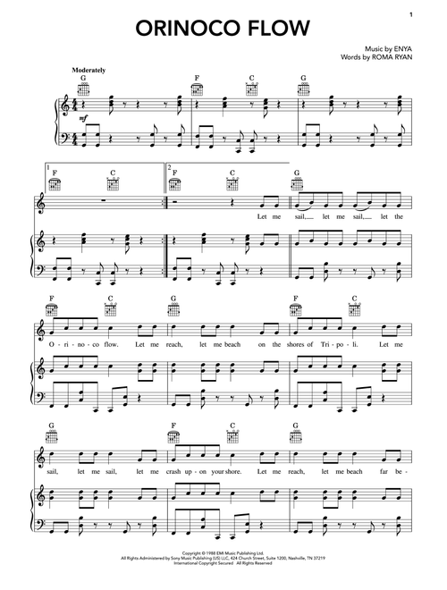 Orinoco Flow - Enya (Piano-Vocal-Guitar)