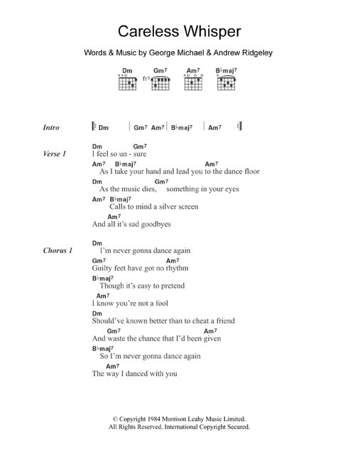 Careless Whisper - George Michael (Guitar Chords-Lyrics)