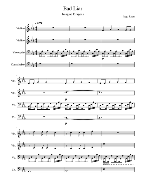 Bad Liar - Imagine Dragons - String Quartet