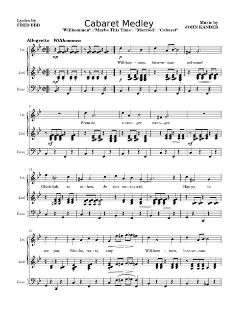 Cabaret Medley – JOHN KANDER