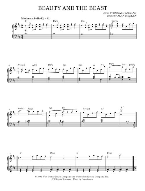 Beauty And The Beast - Alan Menken, Celine Dion & Peabo Bryson, Howard Ashman (Piano Vocal)