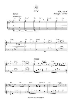 糸 - 中島みゆき Sheet Music with Chords for Piano, Synthesizer 糸 - 中島みゆき Sheet Music with Chords for Piano, Synthesizer