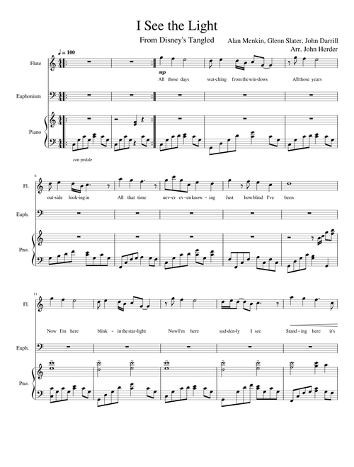 I See The Light (from Disney's Tangled) – Mandy Moore, Tangled Movie I See the Light From Disney's Tangled duet for Flute and Euphonium