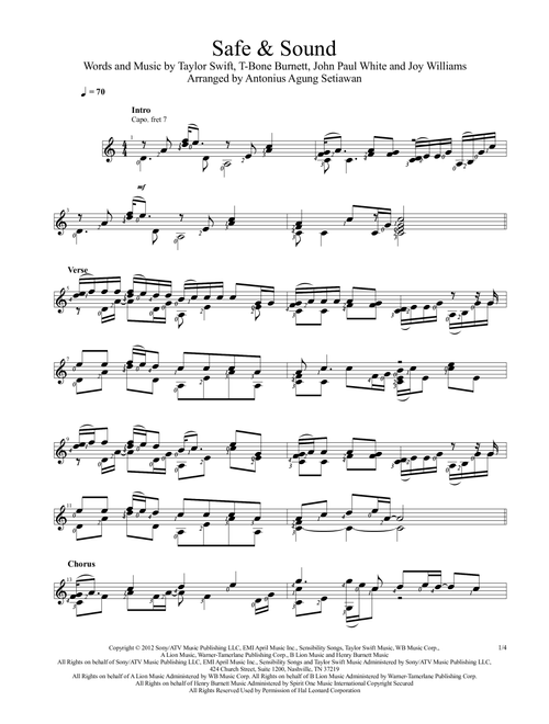 Safe And Sound (Arr. Antonius Agung Setiawan) - Taylor Swift Featuring The Civil Wars (Solo Guitar)