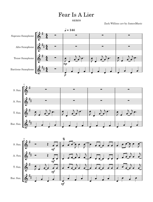 Fear Is A Lier saxophone ensemble