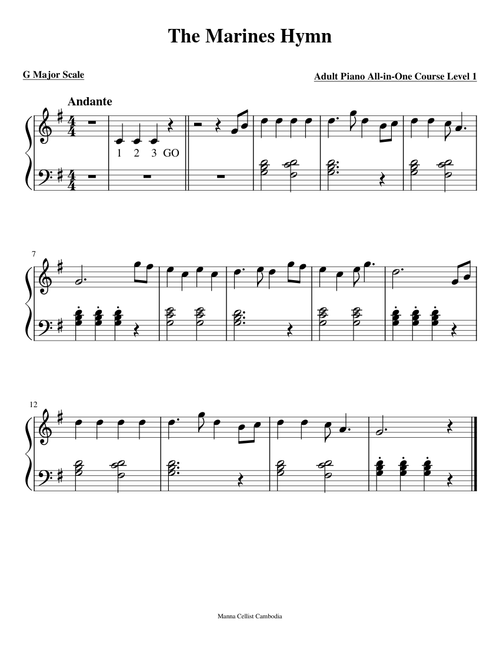 51. The Marines' Hymn – Adult Piano All-in-One Course Level 1