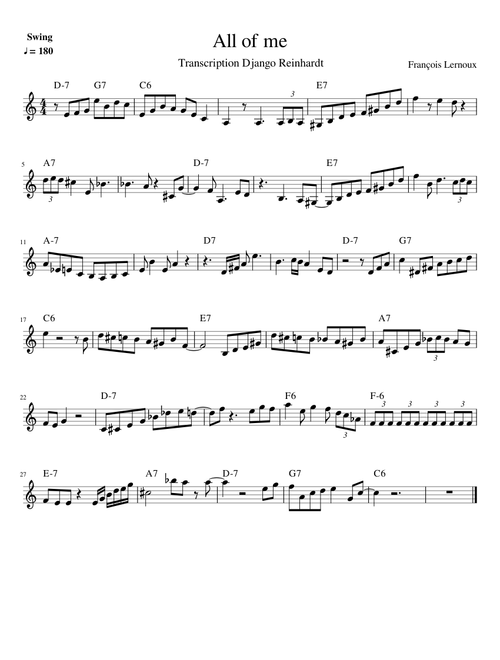 All of me /Django Reinhardt Transcription