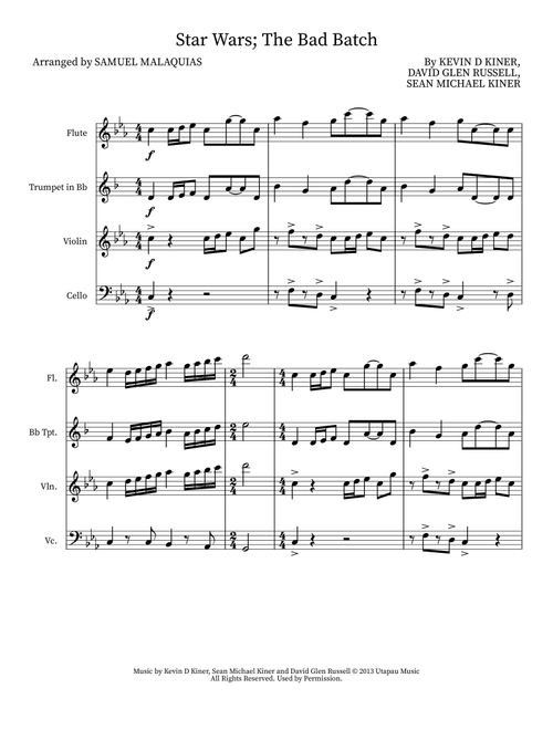 Star Wars; The Bad Batch (Arr. SAMUEL DE SOUZA MALAQUIAS) - Sean Michael Kiner, Kevin D Kiner, David Glen Russell (Small Ensemble)