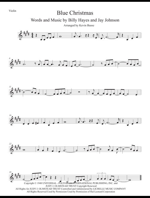 Blue Christmas (Arr. Kevin Busse) - Elvis Presley (Violin Solo)