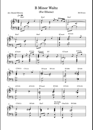 B Minor Waltz (for Elaine) – Bill Evans Sheet Music with Chords
