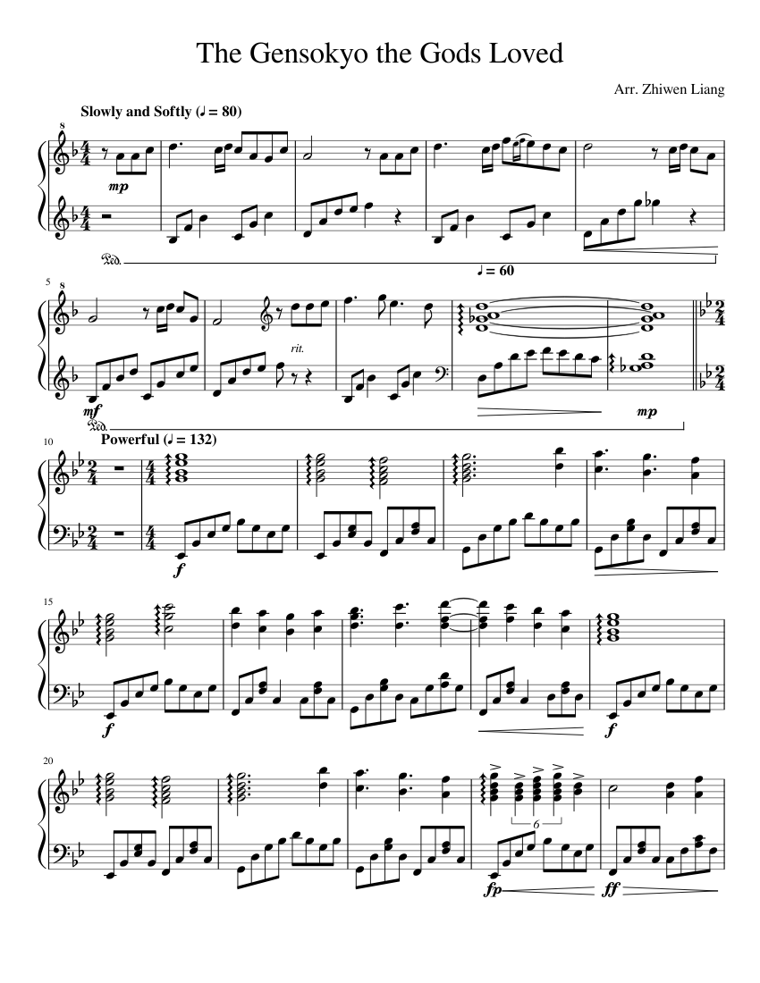 The Gensokyo the Gods Loved - Arr. Zhiwen Liang Sheet Music for
