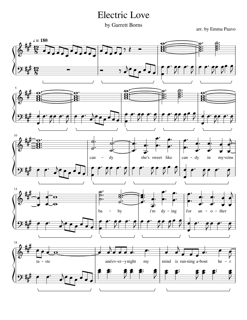 Electric Love Garrett Borns Sheet music for Piano Solo Musescore