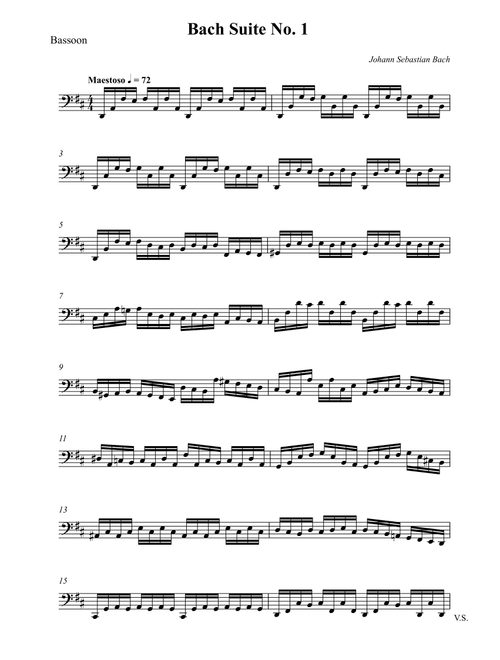 Bach Suite No. 1 (Arr. Wesley S. SIlva) - Johann Sebastian Bach (Bassoon Solo)