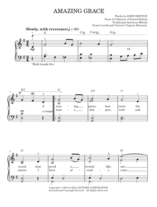 Amazing grace (Easy Piano)