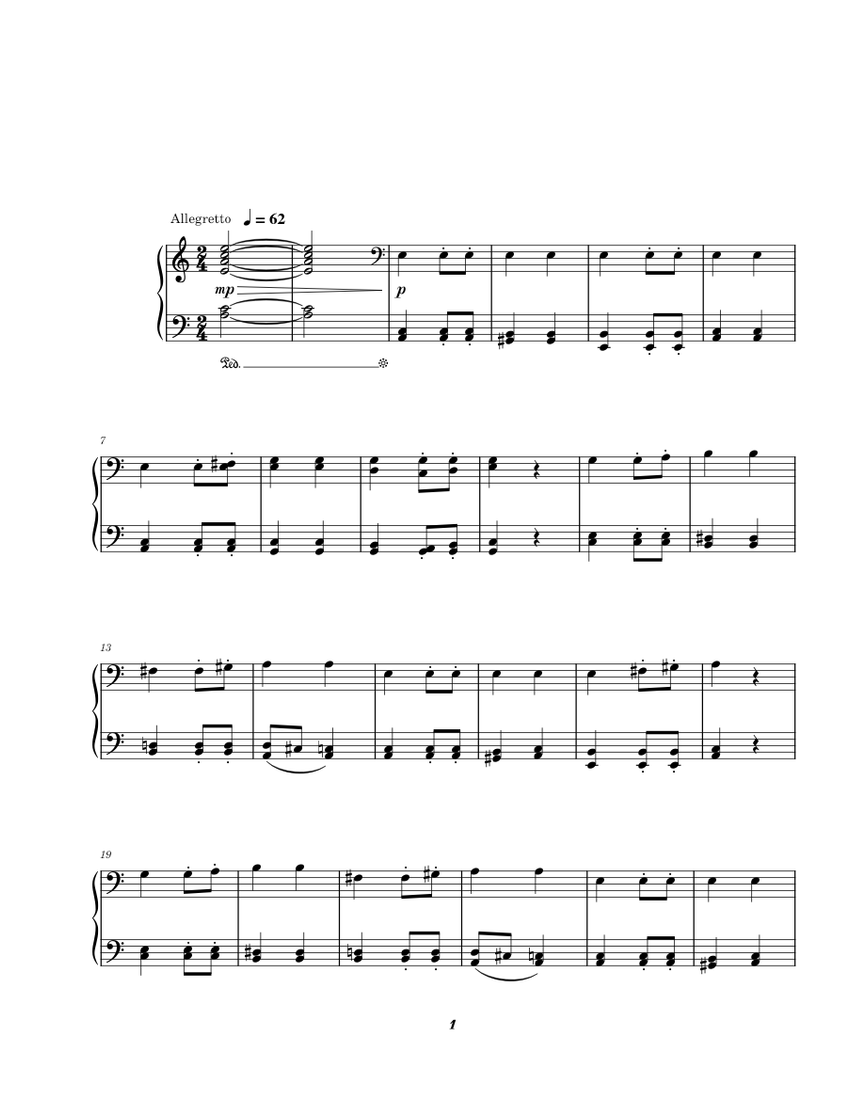 Allegretto - Ludwig van Beethoven Sheet Music for Piano (Solo ...