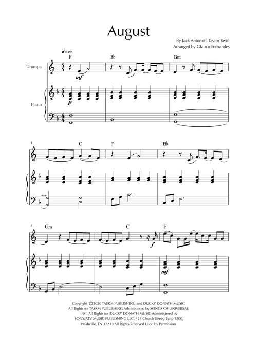 August (Arr. Glauco Fernandes) - Taylor Swift (French Horn and Piano)