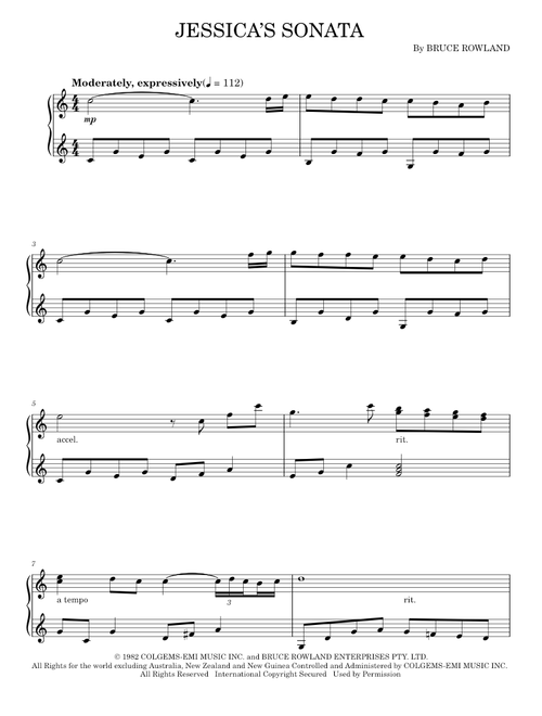 Jessica's Sonata - Bruce Rowland, The Man From Snowy River Movie (Piano Solo)