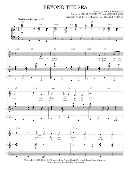 Beyond the sea - Bobby Darin (Piano Vocal)