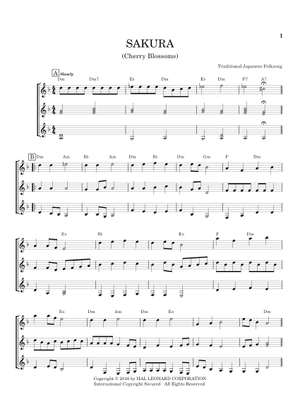 Sakura 4 part ensemble score Sheet Music for Guitar (String