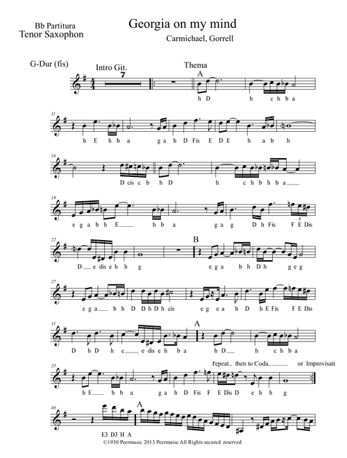 Georgia On My Mind (Arr. Stefan Lamml) - Ray Charles (Instrumental Solo)