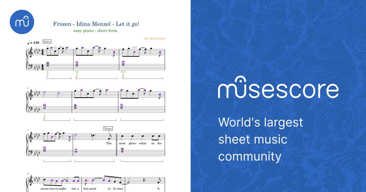 let it go frozen idina menzel piano partitura