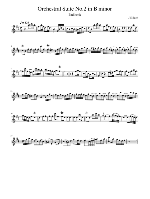 Orchestral Suite No.2 in B minor, BWV 1067, No. 7 Badinerie – Johann Sebastian Bach For Flute
