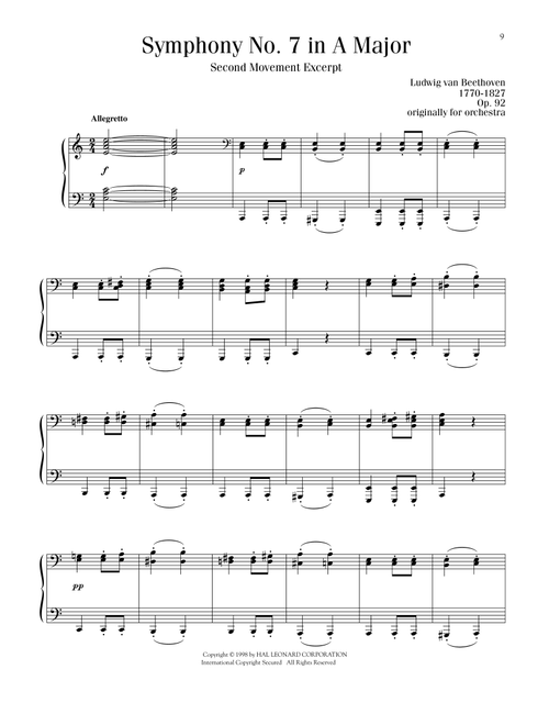 Symphony No. 7 In A Major, Second Movement (Allegretto) - Ludwig Van Beethoven (Piano Solo)