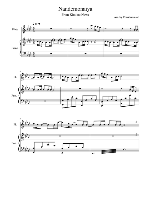 EPIC Nandemonaiya Arrangement (piano + flute duet)