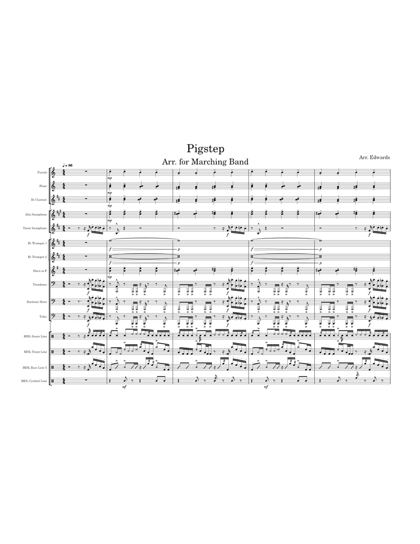 Pigstep Notes Pigstep By Lena Raine-Arranged for Marching Band Sheet Music for ...
