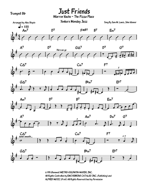Just Friends (Arr. Alexey Stepin) - John Klenner, Sam M. Lewis (Trumpet Solo)