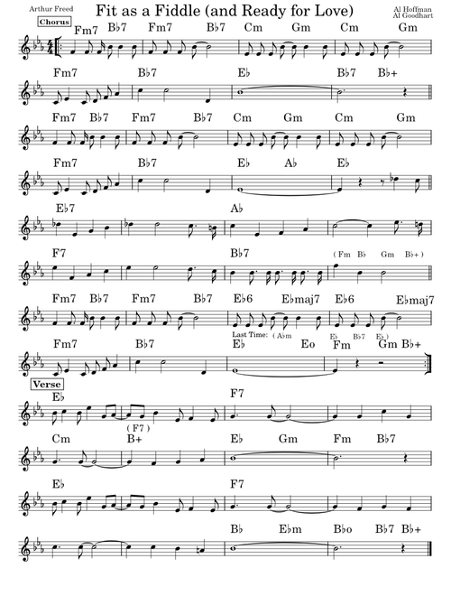 Fit As A Fiddle (And Ready For Love) – Condensed Lead Sheet