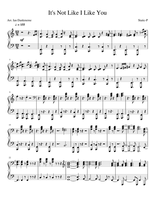 It's Not Like I Like You (Piano Part)