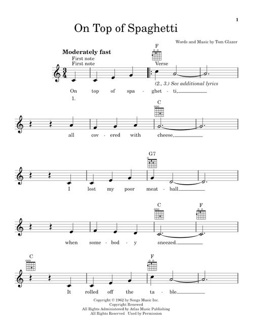 On Top Of Spaghetti - Tom Glazer, Tom Glazer and The Do-Re-Mi Children's Chorus (Ukulele)