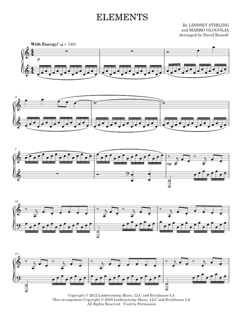 Elements - Lindsey Stirling (Piano Solo)