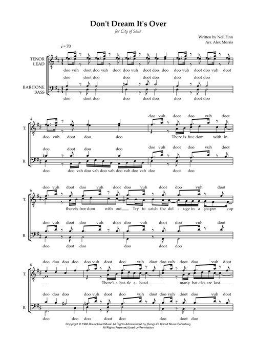Don't Dream It's Over (Arr. Alex Morris) - Donny Osmond (Choral, TTBB)