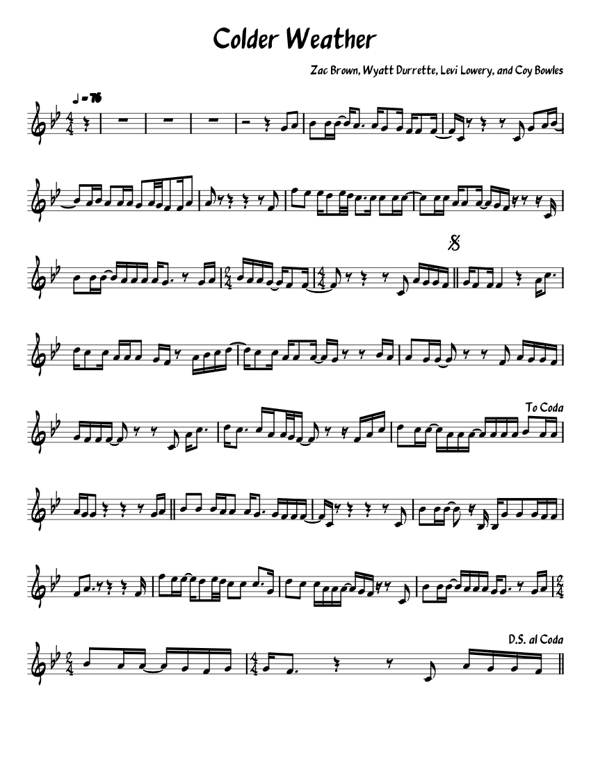 Colder Weather Trumpet Sheet Music For Piano Solo Musescore Com   Score 0 @850x1100