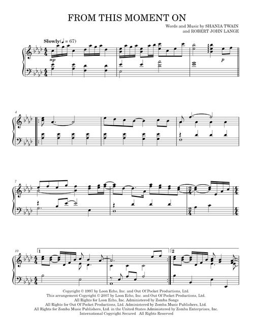 From this moment on - Shania Twain (Piano Solo)