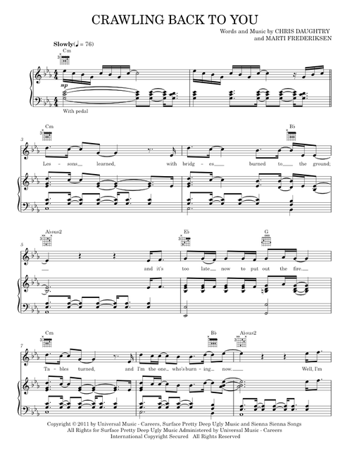 Crawling back to you - Daughtry (Piano-Vocal-Guitar)