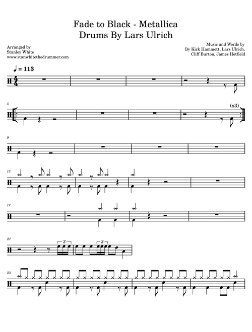 Fade To Black (Arr. Stanley White) - Metallica (Drums)