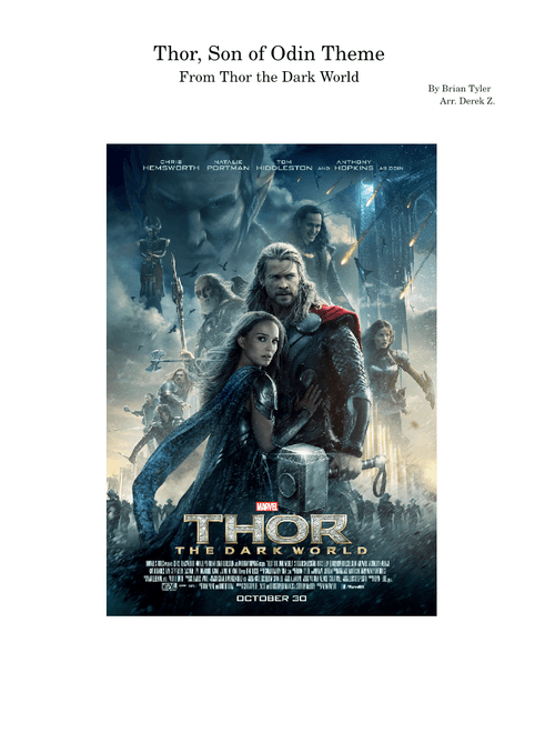 Thor Son of Odin Theme (From Thor the Dark World) – By Brian Tyler/Arr. Derek Z.