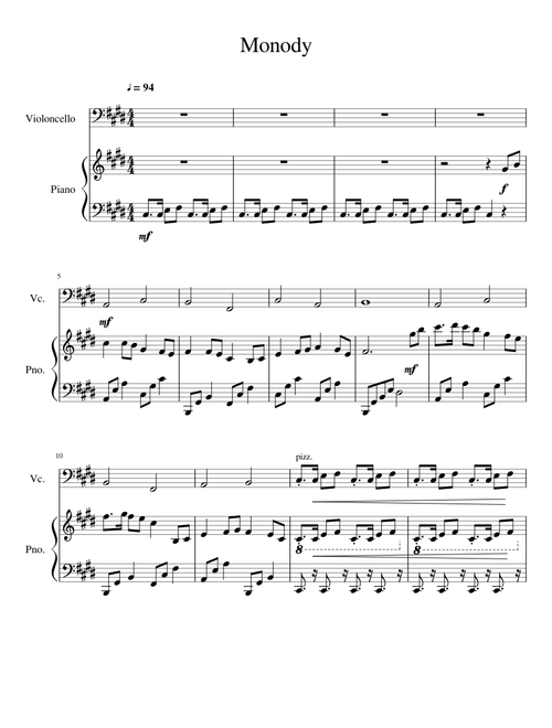 Monody (The Fat Rat) for cello and piano