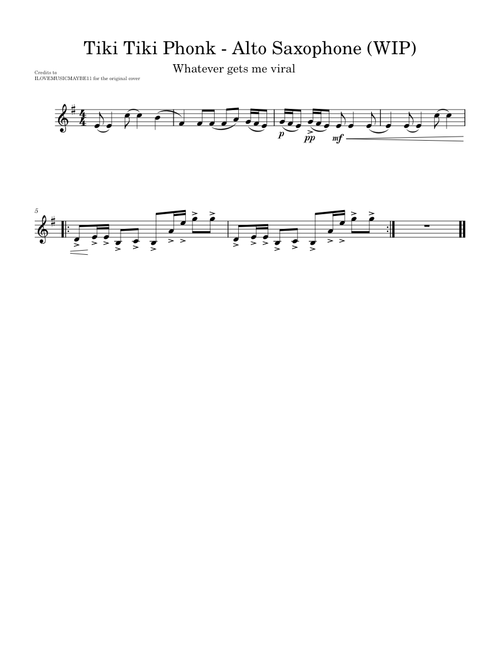 Tiki Tiki Phonk Alto Saxophone Cover (WIP)