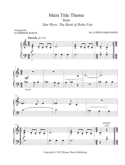 The Book Of Boba Fett Main Title Theme (Arr. Katherine Kozub) - Ludwig Goransson (Easy Piano)
